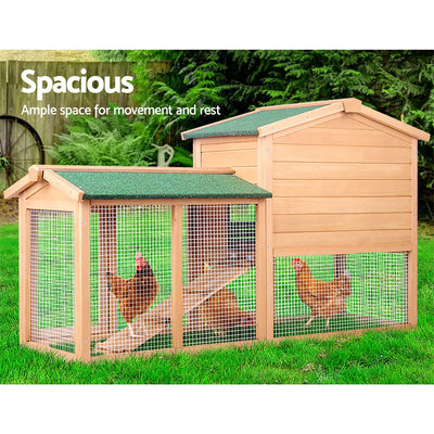 i.Pet Chicken Coop Rabbit Hutch 138cm x 44cm x 85cm Large Chicken Coop House Run Cage Wooden Outdoor