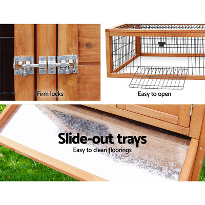 i.Pet Chicken Coop Rabbit Hutch 155cm x 49cm x 90cm Large Chicken Coop Wooden Run Cage House Outdoor