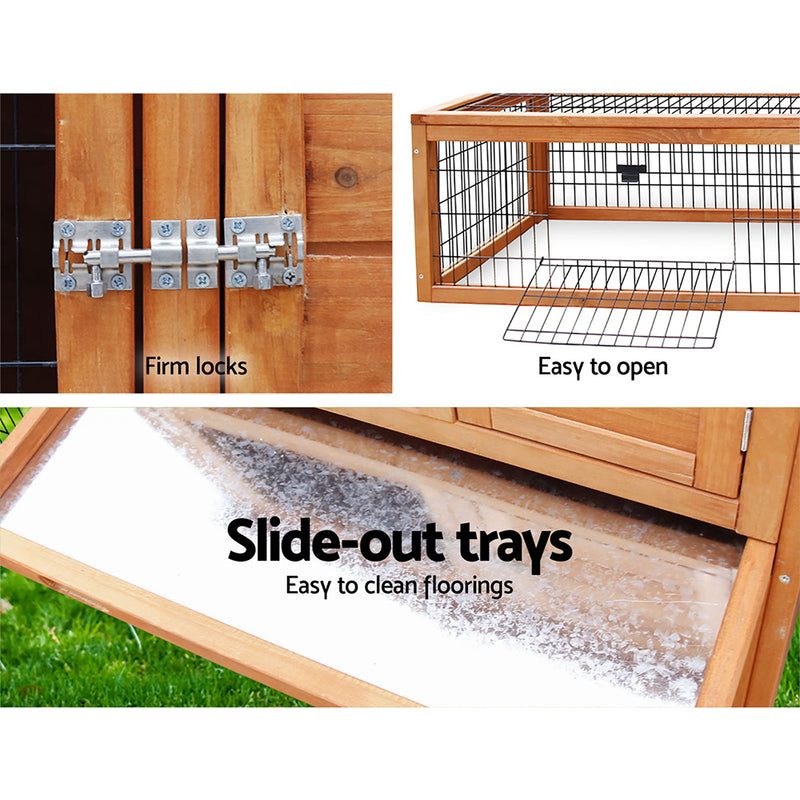 i.Pet Chicken Coop Rabbit Hutch 155cm x 49cm x 90cm Large Chicken Coop Wooden Run Cage House Outdoor