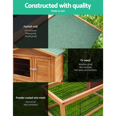 i.Pet Chicken Coop Rabbit Hutch 155cm x 49cm x 90cm Large Chicken Coop Wooden Run Cage House Outdoor