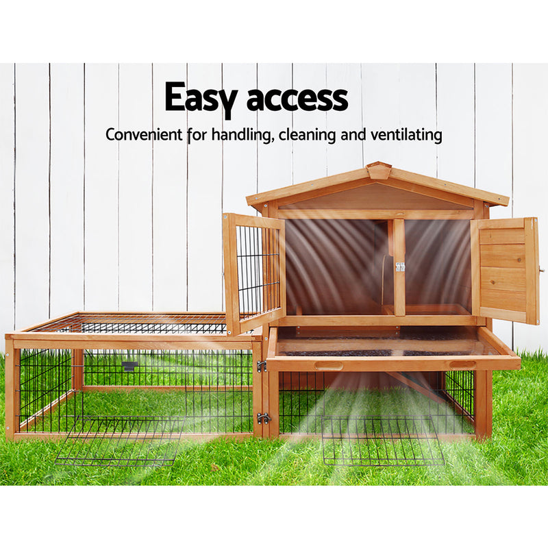 i.Pet Chicken Coop Rabbit Hutch 155cm x 49cm x 90cm Large Chicken Coop Wooden Run Cage House Outdoor