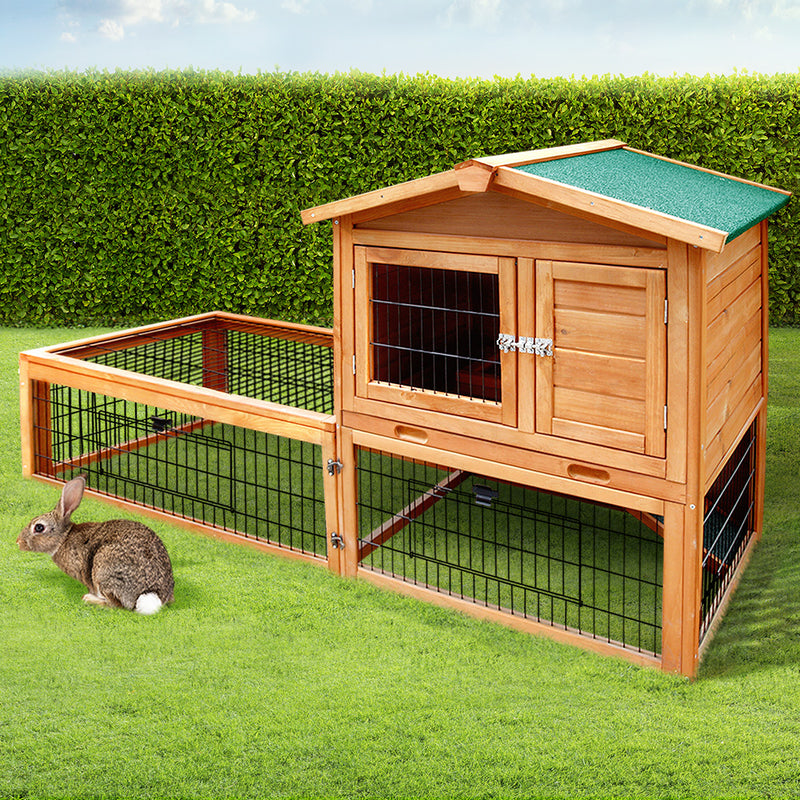 i.Pet Chicken Coop Rabbit Hutch 155cm x 49cm x 90cm Large Chicken Coop Wooden Run Cage House Outdoor