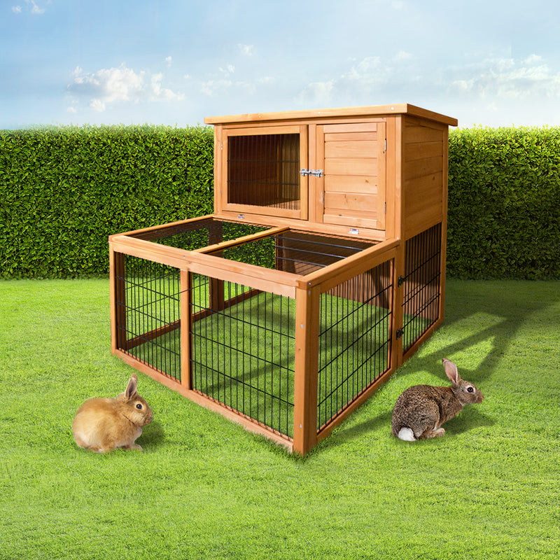 i.Pet Chicken Coop Rabbit Hutch 96cm x 96cm x 100cm Large Chicken Coop Run Wooden Cage Outdoor House