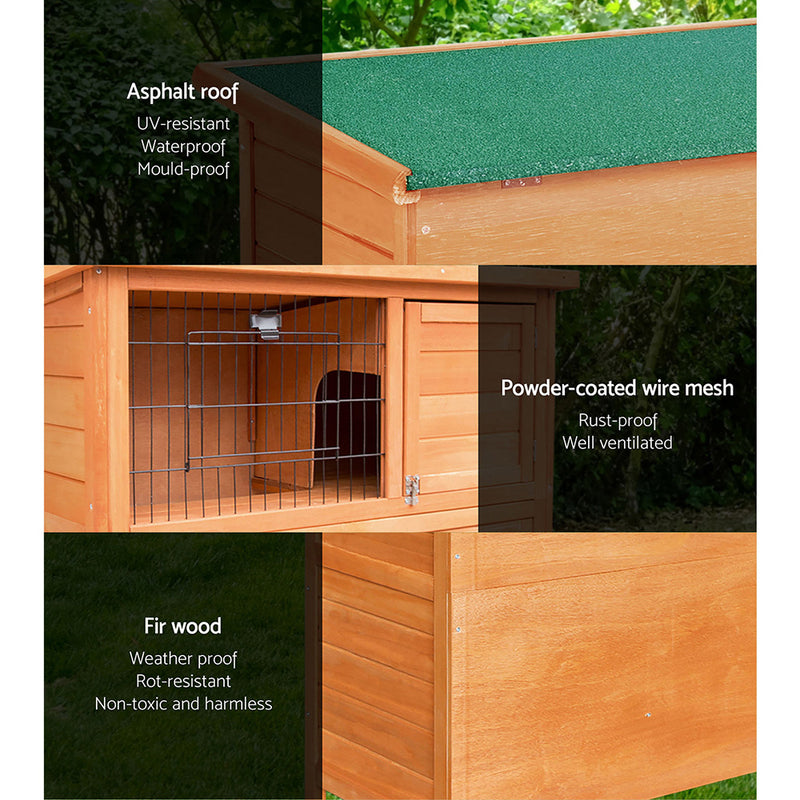 i.Pet Chicken Coop Rabbit Hutch 88cm x 40cm x 76cm Large Chicken Coop House Run Wooden Cage Outdoor