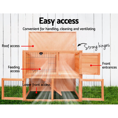 i.Pet Chicken Coop Rabbit Hutch 88cm x 40cm x 76cm Large Chicken Coop House Run Wooden Cage Outdoor