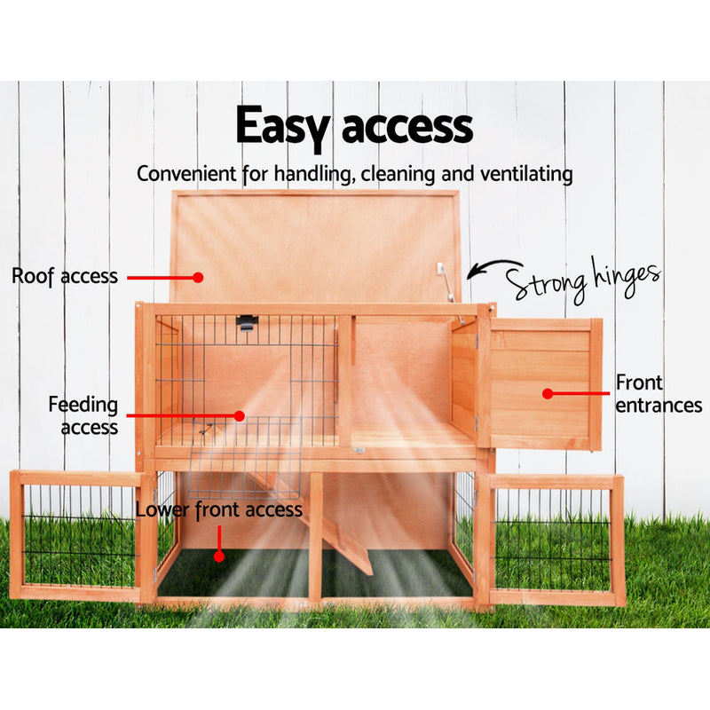 i.Pet Chicken Coop Rabbit Hutch 88cm x 40cm x 76cm Large Chicken Coop House Run Wooden Cage Outdoor