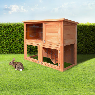 i.Pet Chicken Coop Rabbit Hutch 88cm x 40cm x 76cm Large Chicken Coop House Run Wooden Cage Outdoor