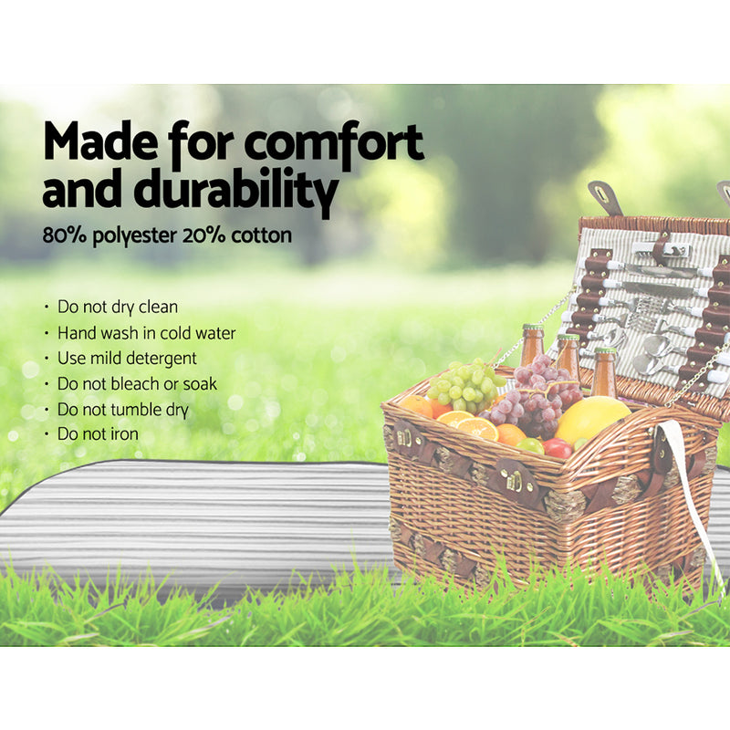 Alfresco 4 Person Picnic Basket Set Storage Blanket