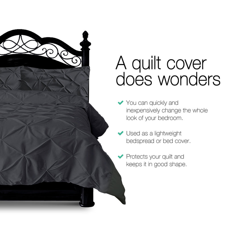 Giselle Bedding Quilt Cover Set Diamond Pinch Black King