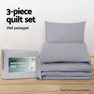 Giselle Bedding Quilt Cover Set Classic Grey Queen