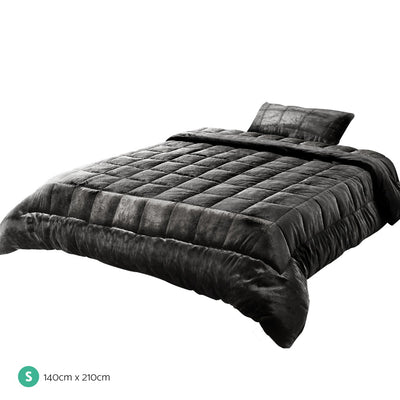 Giselle Bedding Faux Mink Quilt Charcoal Single