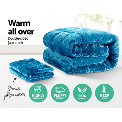 Giselle Bedding Faux Mink Quilt Blue King