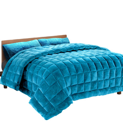 Giselle Bedding Faux Mink Quilt Super King Teal