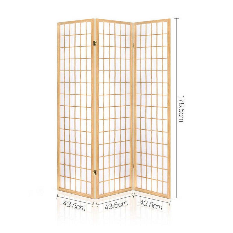 Artiss 3 Panel Room Divider Screen 131x179cm Natural