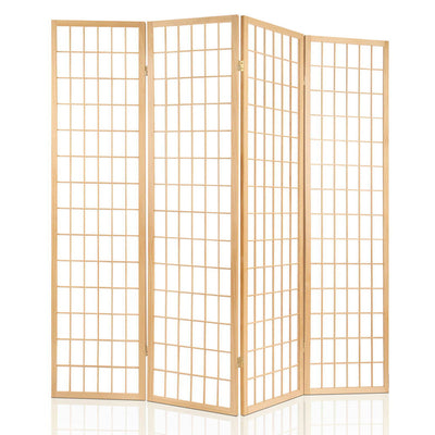 Artiss 4 Panel Room Divider Screen 174x179cm Natural