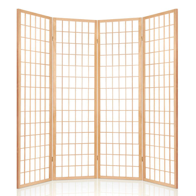 Artiss 4 Panel Room Divider Screen 174x179cm Natural