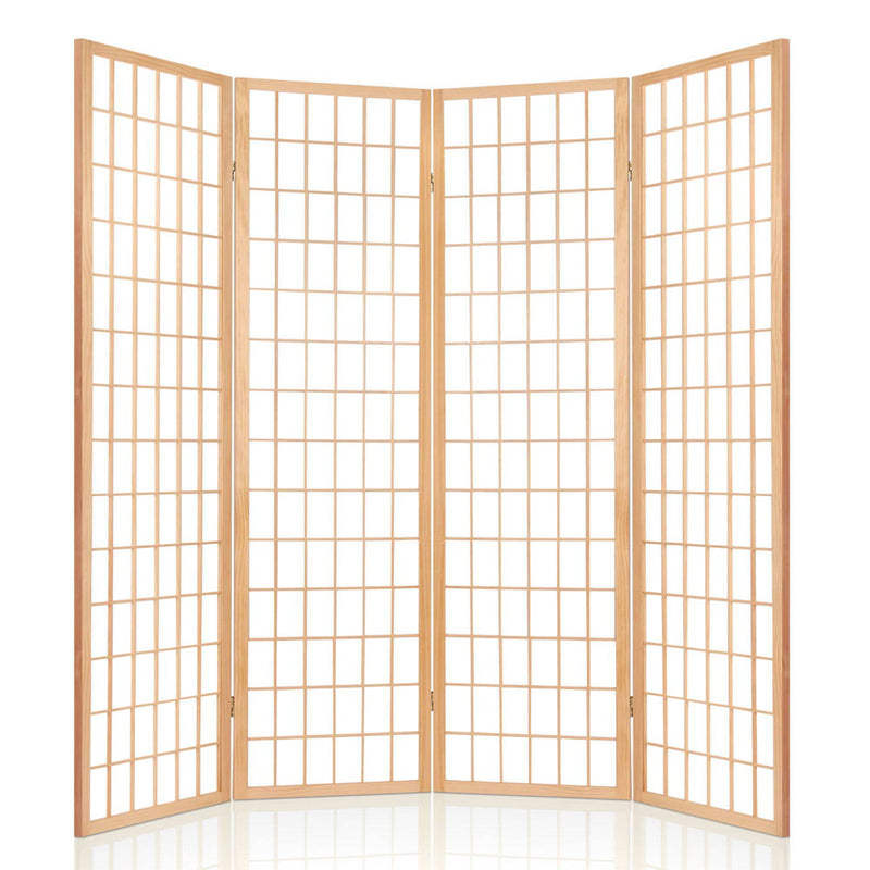 Artiss 4 Panel Room Divider Screen 174x179cm Natural