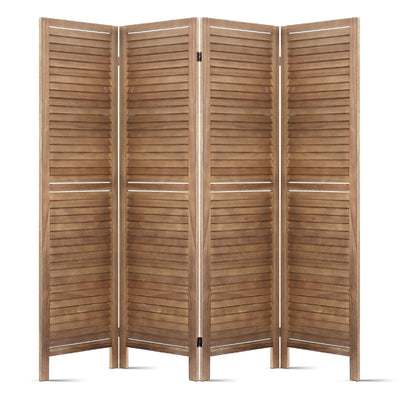 Artiss 4 Panel Room Divider Screen 160x170cm Louver Oak