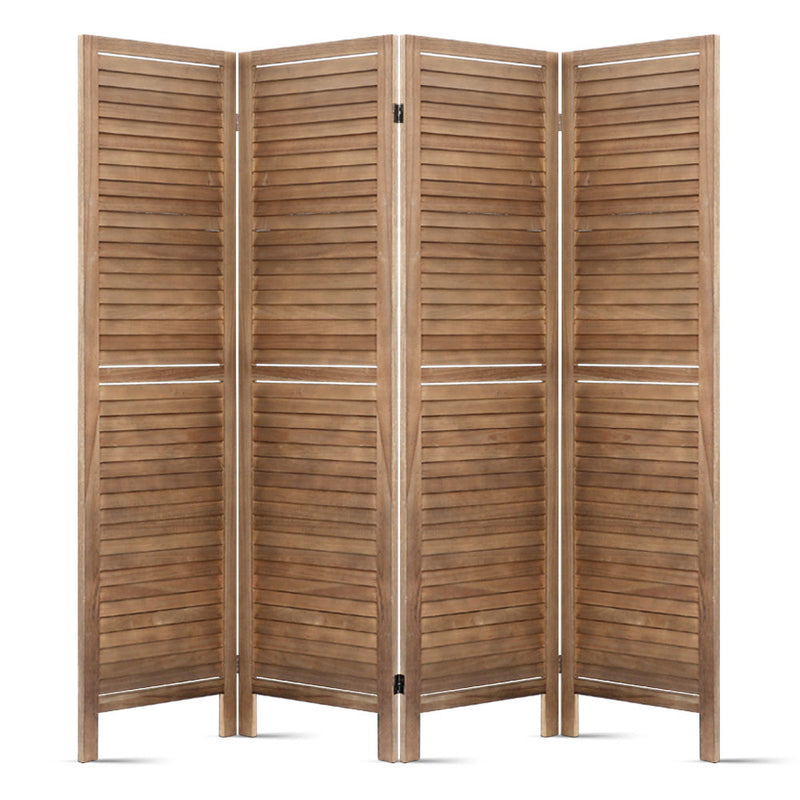 Artiss 4 Panel Room Divider Screen 160x170cm Louver Oak