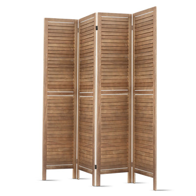 Artiss 4 Panel Room Divider Screen 160x170cm Louver Oak