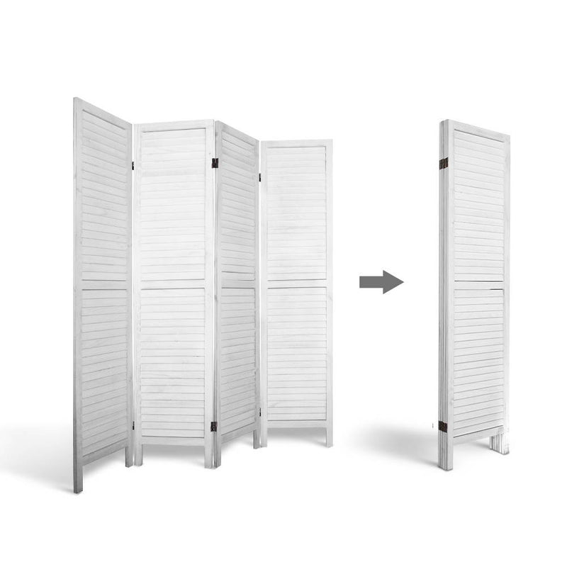 Artiss 4 Panel Room Divider Screen 163x170cm Louver White