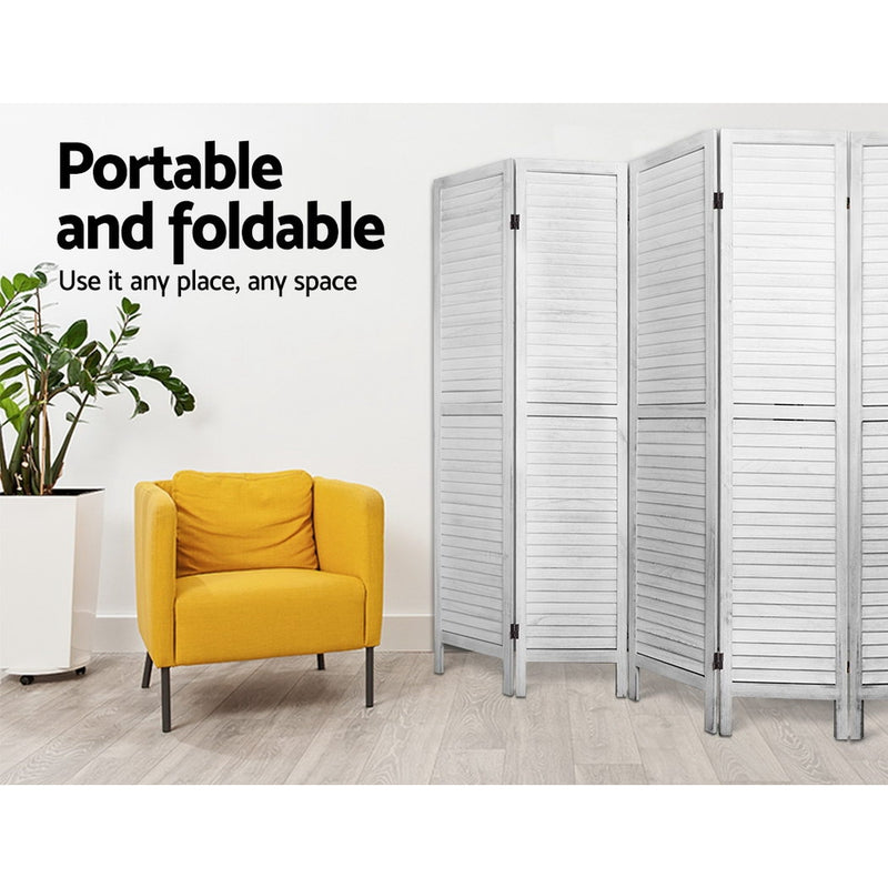 Artiss 8 Panel Room Divider Screen 326x170cm Louver White