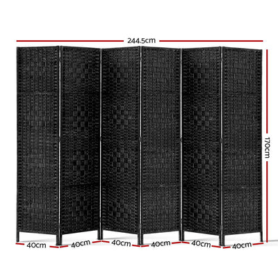 Artiss 6 Panel Room Divider Screen 245x170cm Woven Black