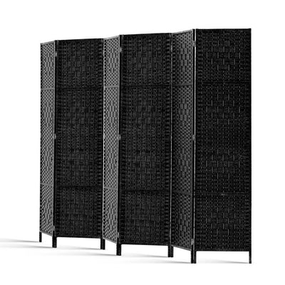 Artiss 6 Panel Room Divider Screen 245x170cm Woven Black