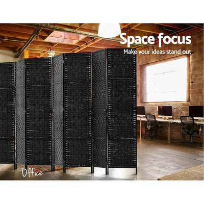 Artiss 8 Panel Room Divider Screen 326x170cm Woven Black