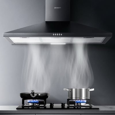 Devanti 900mm Range Hood 90cm Rangehood Black