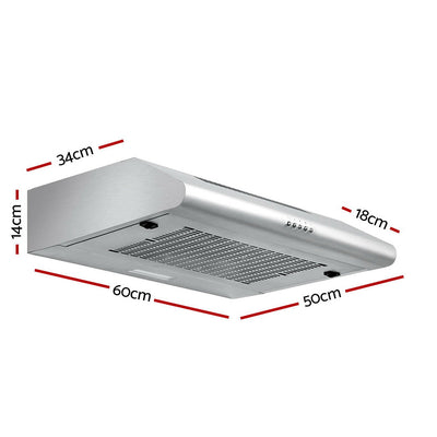 Devanti 600mm Range Hood 60cm Rangehood Stainless Steel