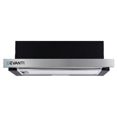 Devanti 600mm Range Hood 60cm Slide out Rangehood Stainless Steel