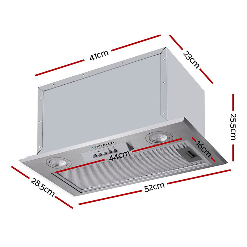 Devanti 520mm Range Hood 52cm Rangehood Stainless Steel