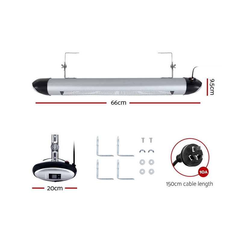 Devanti Electric Strip Heater Radiant Heaters 1500W