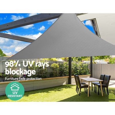 Instahut Shade Sail 3x3x4.3m Triangle 280GSM 98% Grey Shade Cloth