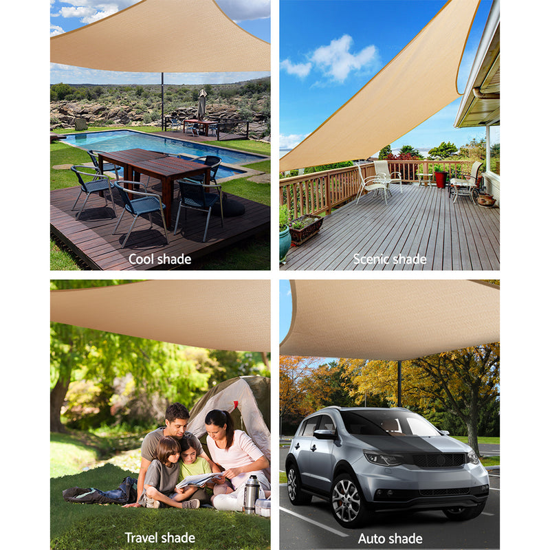 Instahut Shade Sail 2.5x3m Rectangle 280GSM 98% Sand Shade Cloth