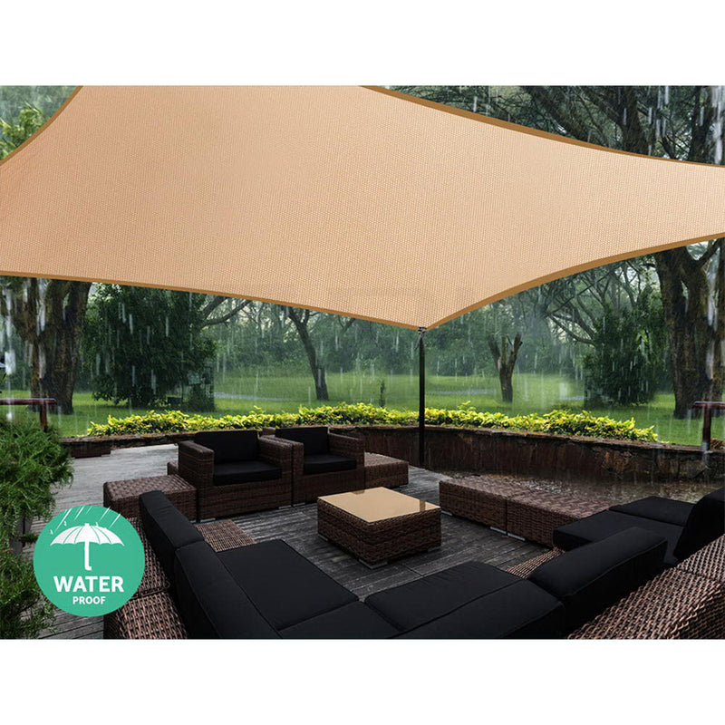 Instahut Waterproof Shade Sail 3x6m Rectangle Sand 95% Shade Cloth