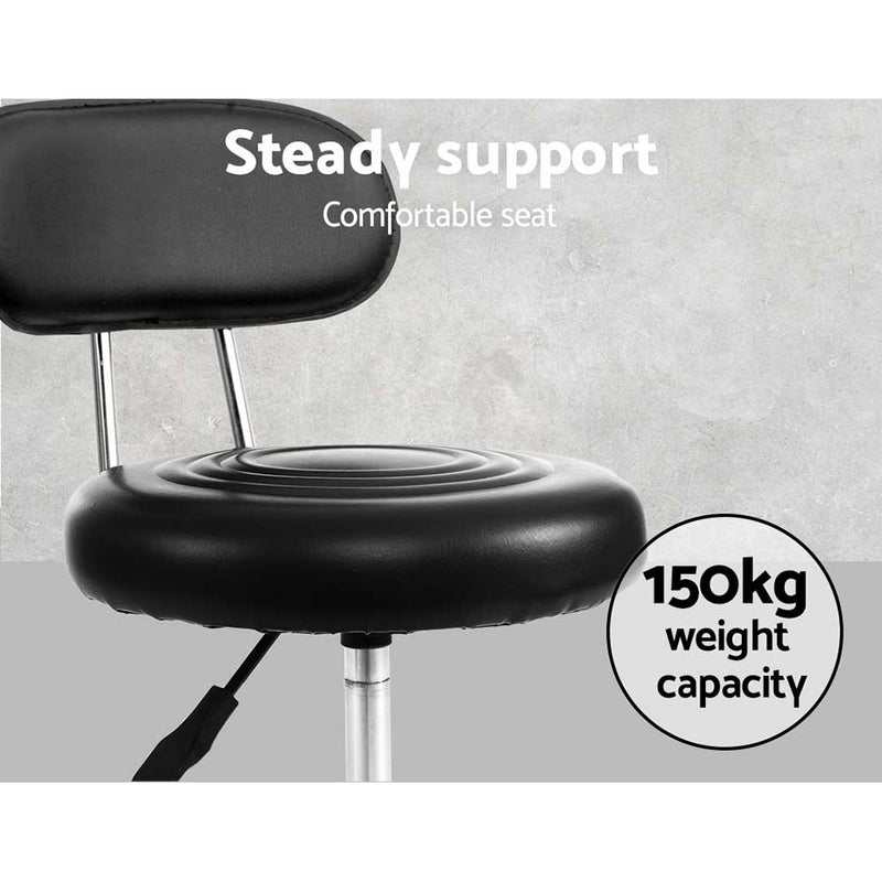 Artiss Salon Stool Swivel Chair Backrest Black