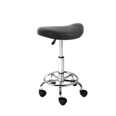 Artiss PU Leather Swivel Saddle Salon Chair - Black