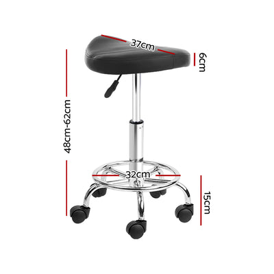 Artiss set of 2 SADDLE Salon Stool Black PU Swivel Barber Hair Dress Chair Hydraulic Lift