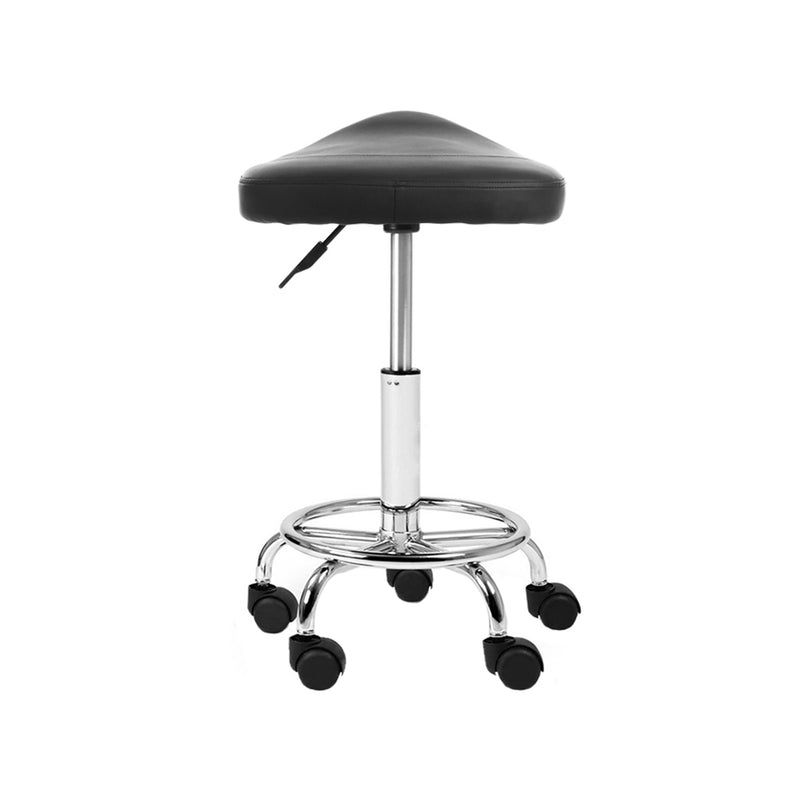 Artiss set of 2 SADDLE Salon Stool Black PU Swivel Barber Hair Dress Chair Hydraulic Lift