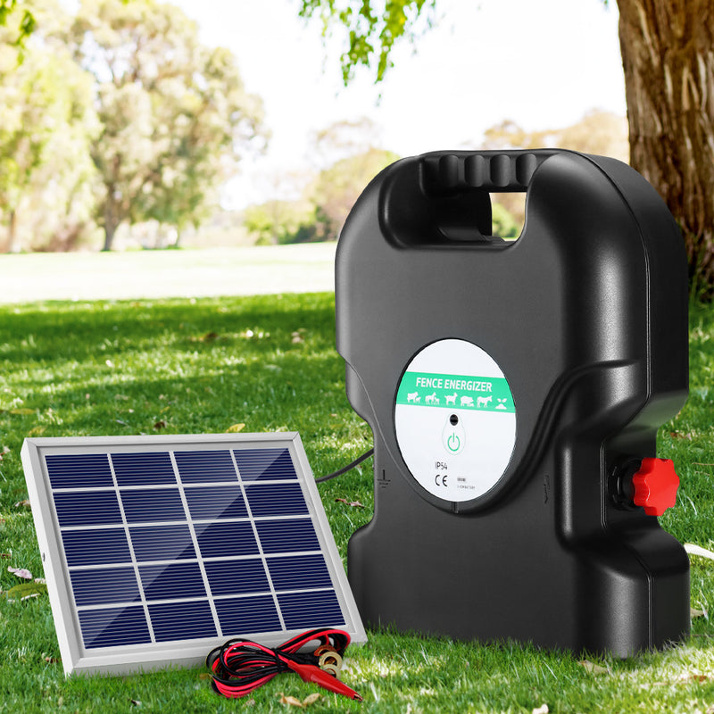 Giantz 8km Electric Fence Energiser Solar Energizer Charger Farm Animal 0.3J