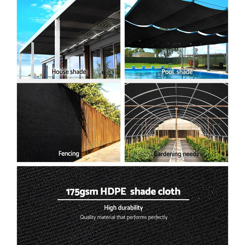 Instahut 70% Shade Cloth 1.83x50m Shadecloth Sail Heavy Duty Black