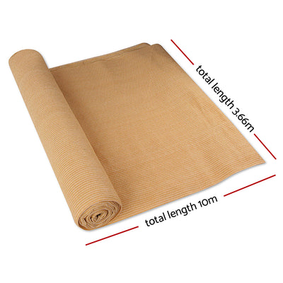 Instahut 50% Shade Cloth 3.66x10m Shadecloth Sail Heavy Duty Beige