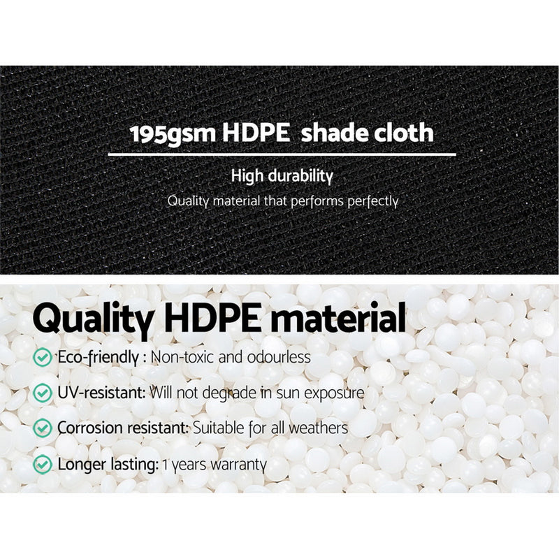 Instahut 90% Shade Cloth 3.66x10m Shadecloth Sail Heavy Duty Black