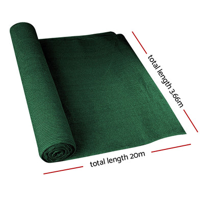 Instahut 50% Shade Cloth 3.66x20m Shade Cloth Sail Heavy Duty Shadecloth Garden Mesh Roll GR