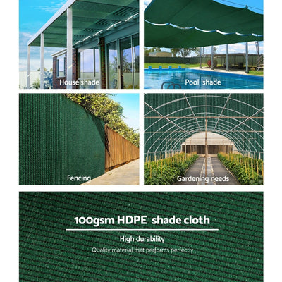 Instahut 50% Shade Cloth 3.66x20m Shadecloth Sail Heavy Duty Green