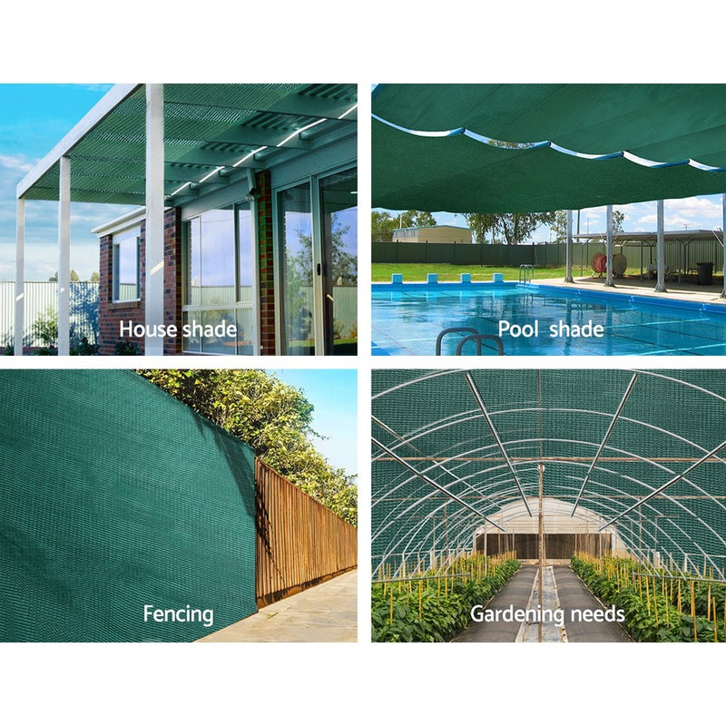 Instahut 30% Shade Cloth 3.66x30m Shadecloth Wide Heavy Duty Green