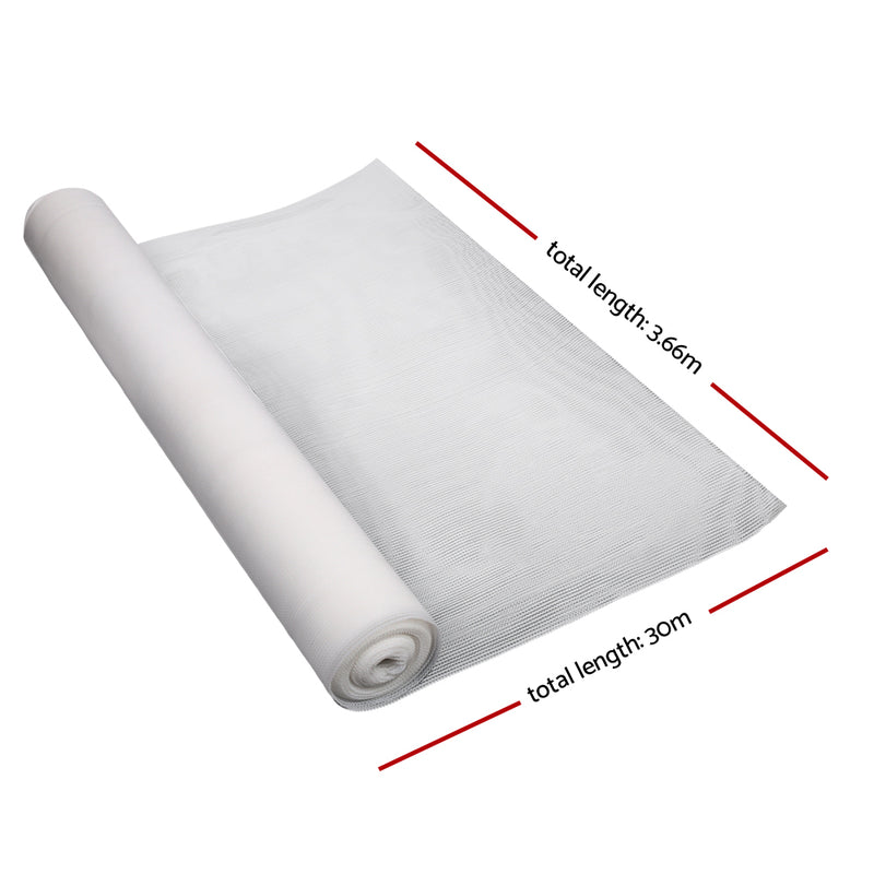 Instahut 90% Shade Cloth 3.66x30m Shadecloth Wide Heavy Duty White