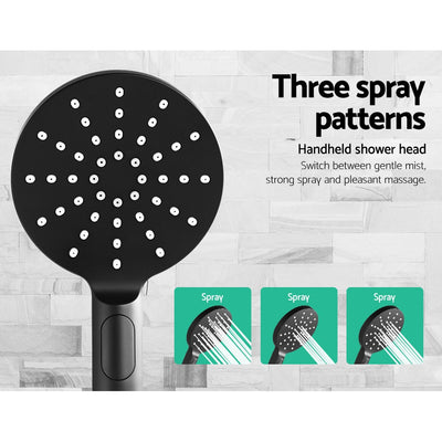 Cefito 9'' Rain Shower Head Set Handheld Round High Pressure Twins Tap Black